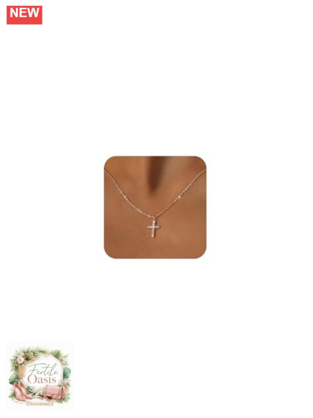 14K Gold Plated Cross Pendant Necklace Dainty Cable Chain Lobster Clasp